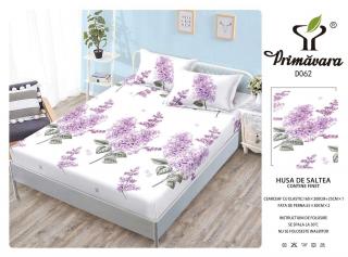 Husa Din Finet Cu Elastic Si Fete De Perna 160X200cm - Flori De Liliac