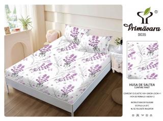 Husa Din Finet Cu Elastic Si Fete De Perna 160X200cm - Flori Lila