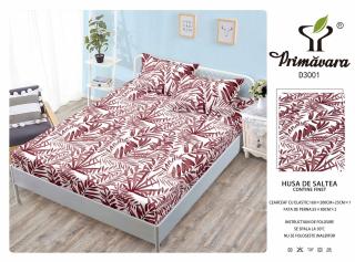 Husa Din Finet Cu Elastic Si Fete De Perna 160X200cm - Frunze Grena