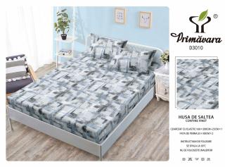 Husa Din Finet Cu Elastic Si Fete De Perna 160X200cm - Hasurat Abstract
