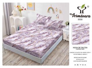 Husa Din Finet Cu Elastic Si Fete De Perna 160X200cm - Mov Marmorat