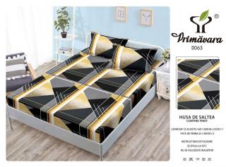 Husa Din Finet Cu Elastic Si Fete De Perna 160X200cm - Negru Abstract