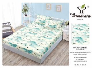 Husa Din Finet Cu Elastic Si Fete De Perna 160X200cm - Pasari Pe Cer