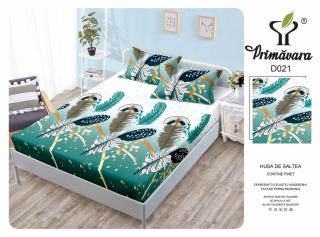 Husa Din Finet Cu Elastic Si Fete De Perna 160X200cm - Pene Colorate Diverse