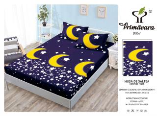 Husa Din Finet Cu Elastic Si Fete De Perna 160X200cm - Semi Luna