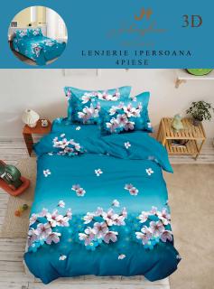 Lenjerie Bumbac Satina 1 Persoana 3D - Flori De Mar