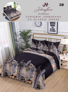 Lenjerie Bumbac Satinat 1 Persoana 3D - New York Oras