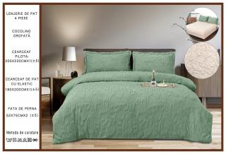 Lenjerie Cocolino 3D Imprimeu In Relief Cu Blanita - Verde Fistic