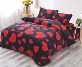 Lenjerie Cocolino 4 Piese Cu Elastic - Negru Cu Inimi Rosii