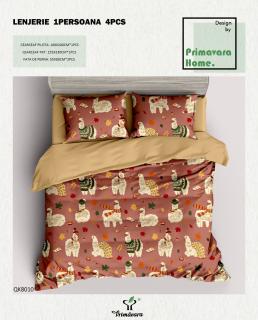 Lenjerie De Pat 100% Bumbac 1 Persoana - Animale Lame
