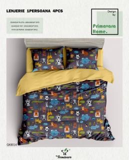 Lenjerie De Pat 100% Bumbac 1 Persoana - Mini Animale