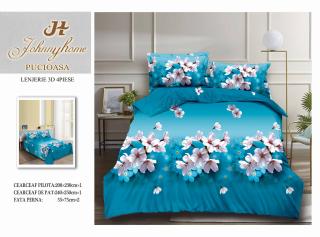 Lenjerie De Pat Bumbac Satinat 3D - Cherry Blosooms