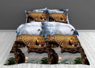 Lenjerie De Pat Bumbac Satinat 3D - Leopard