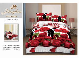 Lenjerie De Pat Bumbac Satinat 3D - Love