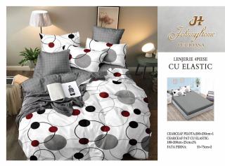 Lenjerie De Pat Bumbac Satinat Cu Elastic - Cercuri