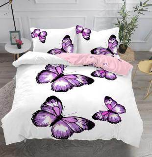 Lenjerie De Pat Bumbac Satinat Premium - Purple Butterfly