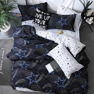 Lenjerie De Pat Bumbac Satinat Superior - Black With Stars