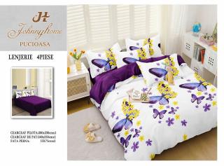 Lenjerie De Pat Bumbac Satinat Superior - Butterfly