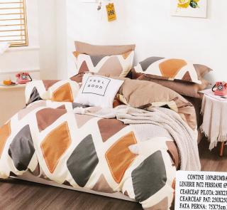 Lenjerie De Pat Din Bumbac 100% - Romb Colorat