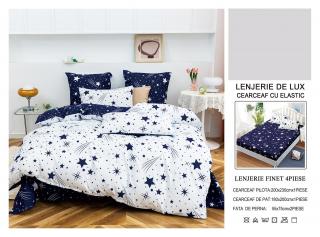 Lenjerie De Pat Din Finet Satinat Cu Elastic - Little Stars