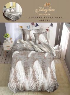 Lenjerie De Pat Finet 1 Persoana - Gri Cu Pene