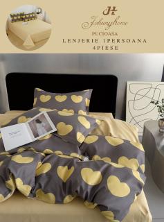 Lenjerie De Pat Finet 1 Persoana - Inimioare Galbene