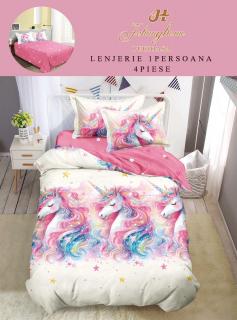 Lenjerie De Pat Finet 1 Persoana - Unicorn Multicolor
