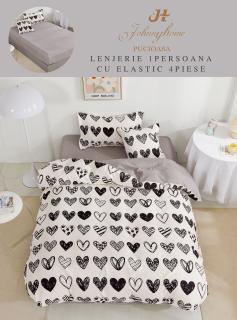 Lenjerie De Pat Finet Cu Elastic 1 Persoana - Beautiful Hearts