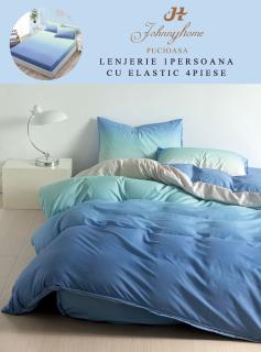 Lenjerie De Pat Finet Cu Elastic 1 Persoana - Bleu Degrade
