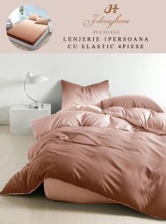 Lenjerie De Pat Finet Cu Elastic 1 Persoana - Caramiziu Degrade