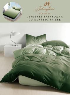 Lenjerie De Pat Finet Cu Elastic 1 Persoana - Verde Degrade