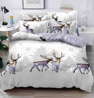 Lenjerie De Pat Finet Cu Elastic Craciun - Purple Reindeer