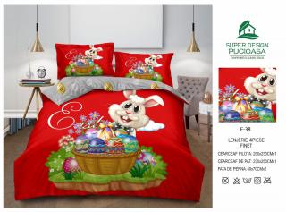 Lenjerie De Pat Finet Paste - Iepurasul Si Cosul Cu Oua