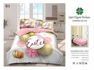 Lenjerie De Pat Finet Paste - Oua Si Floricele Roz