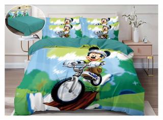 Lenjerie De Pat Finet Premium Disney - Mickey On The Bike