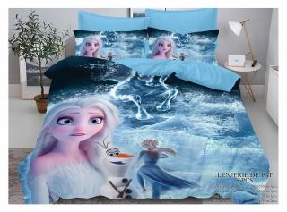 Lenjerie De Pat Finet Premium - Frozen Si Olaf - Ana Si Elsa