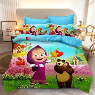 Lenjerie De Pat Finet Premium - Masha And The Bear - Lollipops Masha Si Ursul