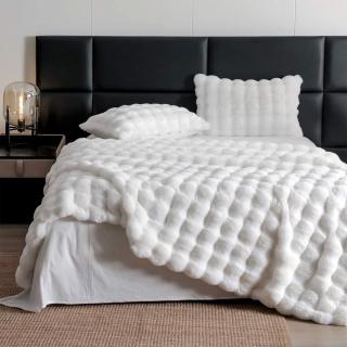 Lenjerie De Pat Pufoasa Blana Artificiala Rabbit - Iepure Luxury Edition - Alb