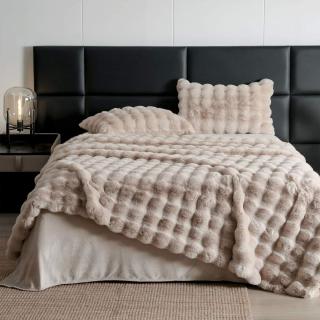 Lenjerie De Pat Pufoasa Blana Artificiala Rabbit - Iepure Luxury Edition - Bone
