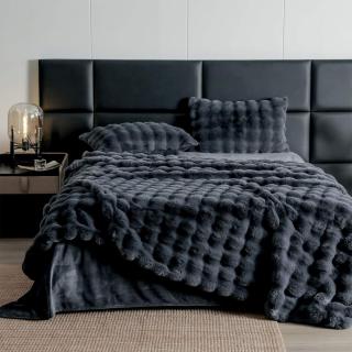 Lenjerie De Pat Pufoasa Blana Artificiala Rabbit - Iepure Luxury Edition - Cenusiu