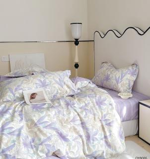 Lenjerie Din Bumbac 100% Cu Elastic - Flori Lila