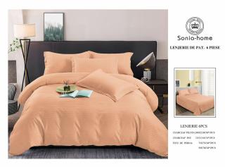 Lenjerie Din Bumbac Satinat Tip Damasc - Orange Somon