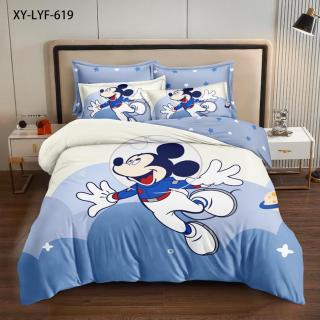 Lenjerie Din Bumbac Tip Finet Premium Disney - Mickey Mouse In Spatiu