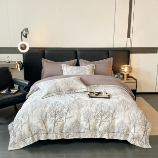 Lenjerie Din Bumbac Tip Finet PREMIUM Luxury Cu Elastic - Copaci