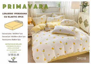 Lenjerie Din Bumbac Tip Finet Textura Creponata 1 Persoana Cu Elastic - Ratuste