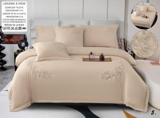 Lenjerie Din Bumbac Tip Finet Textura Fina Cu Broderie Si Elastic - Bej Cacao