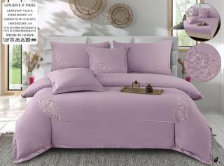 Lenjerie Din Bumbac Tip Finet Textura Fina Cu Broderie Si Elastic - Lila