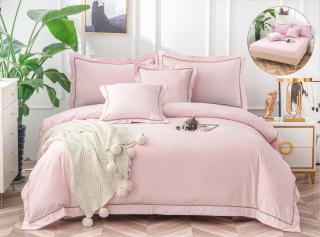 Lenjerie Din Bumbac Tip Finet Textura Neteda Insertie Banda - Roz