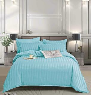 Lenjerie Din Damasc Satinat Cu Elastic 6 Piese - Bleu Deschis
