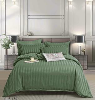 Lenjerie Din Damasc Satinat Cu Elastic 6 Piese - Verde Inchis